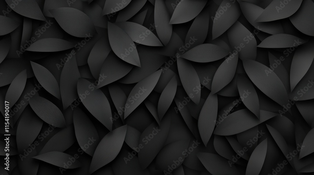 Poster Black Leaf Pattern Background with Subtle Texture for Design Use