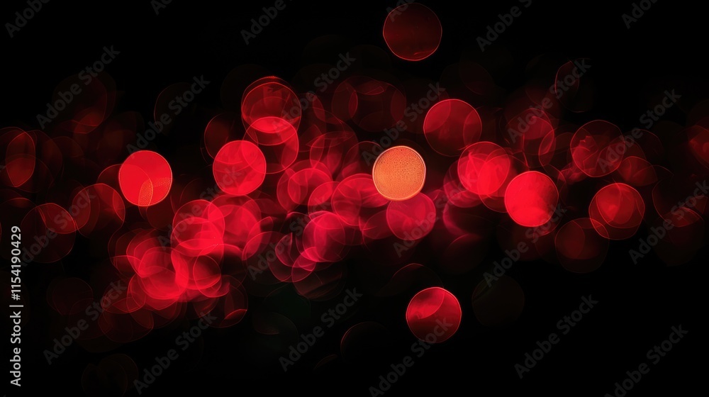 Poster a blurred background of red and orange circular lights, creating a festive and warm atmosphere.