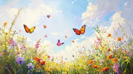Beautiful Butterfly on a Spring Nature Background