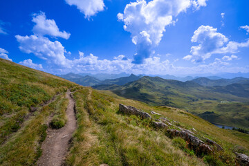 Fototapeta premium Mellental in the Bregenzerwald Region, State of Vorarlberg, Austria, Path from Sünser Spitze