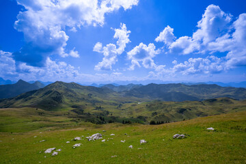 Fototapeta premium Mellental in the Bregenzerwald Region, State of Vorarlberg, Austria, View from Sünser Joch