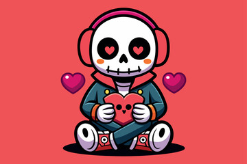 Skeleton With Heart Vector