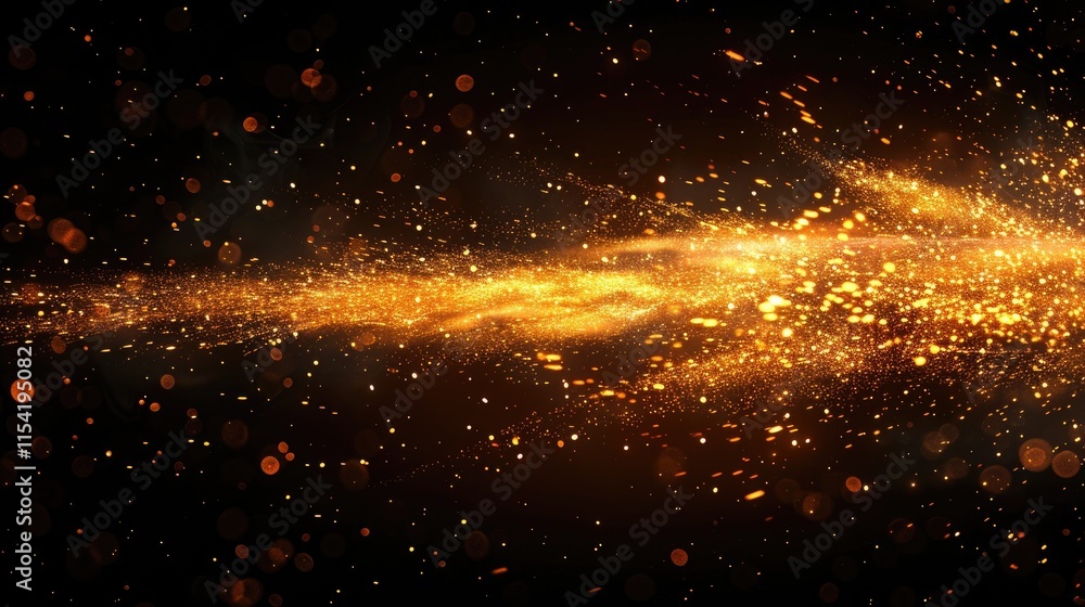 Aufkleber a dynamic burst of golden particles creating a sense of energy and motion.