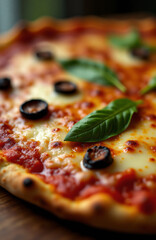 Italian pizza with tomatoes and cheese close-up