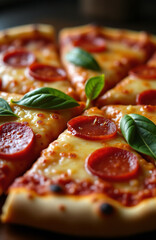 Italian pizza with tomatoes and cheese close-up
