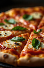 Italian pizza with tomatoes and cheese close-up