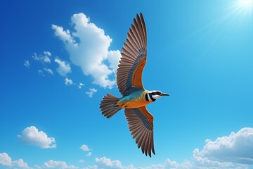 Obraz premium there is a bird that is flying in the sky with its wings spread