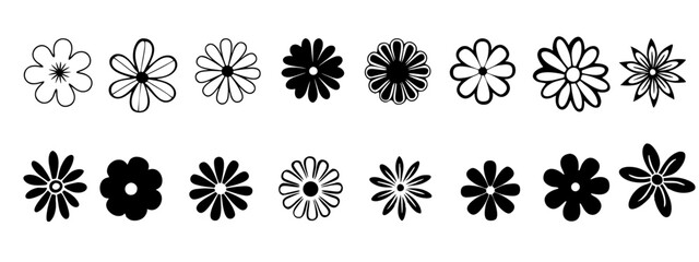 Vector hand-drawn set of flowers. 