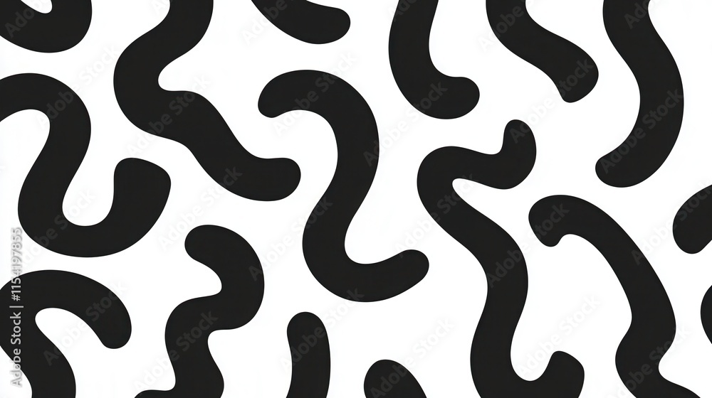 Aufkleber abstract black and white wavy shapes background pattern for design projects