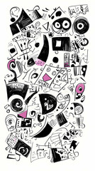 Abstract monochrome illustration, swirling shapes, background texture, design element.