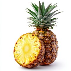 A realistic photo of a pineapple, HD, isolated on white background.