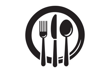 Dinner Plate, Fork and Knife Silhouette 