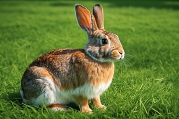 Fototapeta premium there is a rabbit that is sitting in the grass