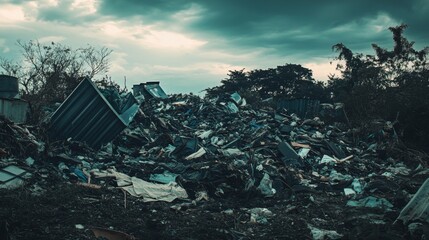 Rural Dumpsite Surrounded by Overcast Skies