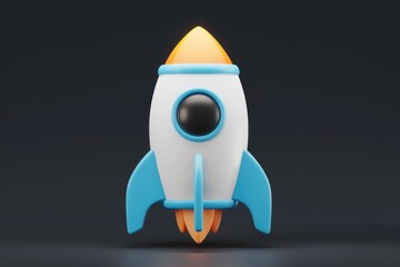 A cute cartoon rocket ready for launch, symbolizing new beginnings and innovation.