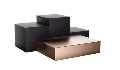 3d Luxury Geometric Mockup With Black And Rose Gold Podiums Stage 3d Illustration