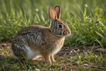 Fototapeta premium there is a rabbit that is sitting in the grass
