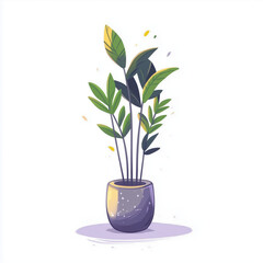 Cute minimalistic plant illustration on white background, vector style