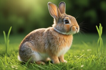 there is a rabbit that is sitting in the grass