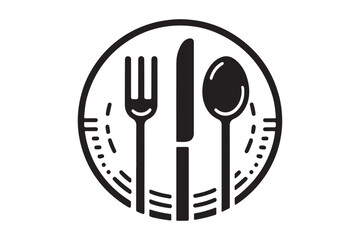 Dinner Plate, Fork and Knife Silhouette 