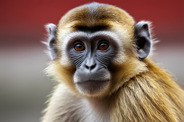 Fototapeta premium arafed monkey with a long hair and a brown face