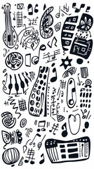 Doodle Music Instruments Background Design.