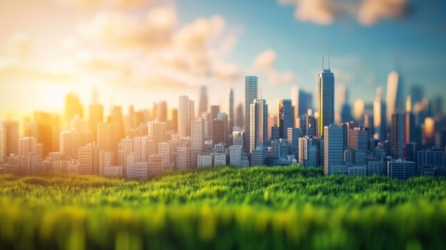 Urban Sprawl and Green Spaces Under Bright Sunlight