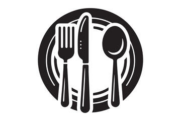 Dinner Plate, Fork and Knife Silhouette 