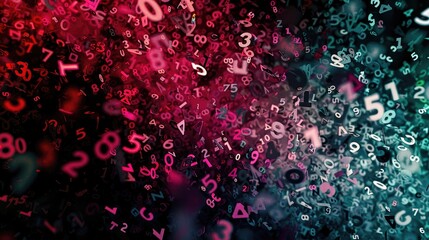 A vibrant, abstract representation of numbers in motion, suggesting data and technology themes.