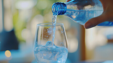 Water being poured into a wine glass