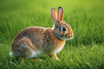 Fototapeta premium there is a rabbit that is standing in the grass