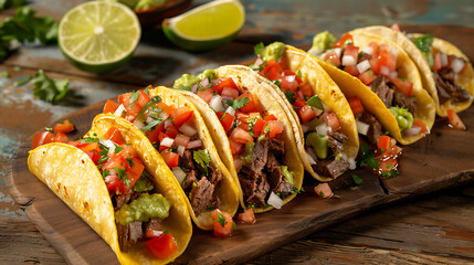A serving of beef tacos with vegetables