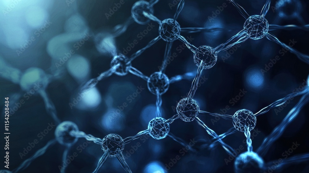 Poster exploring molecular structures in scientific research laboratory digital visualization high-tech env