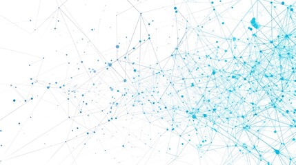 Fototapeta premium Abstract network illustration with blue nodes and lines representing data connections.