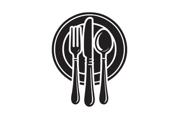 Dinner Plate, Fork and Knife Silhouette 