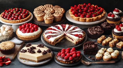 A Delicious Assortment of Cakes, Tarts, and Pastries