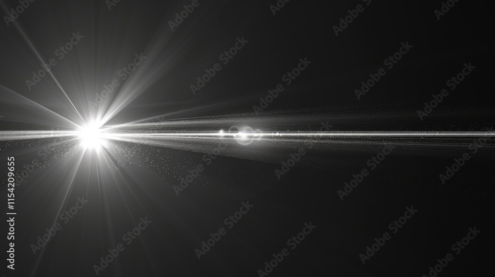 Poster a bright light source with rays and a central orb against a dark background.