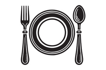 Dinner Plate, Fork and Knife Silhouette 