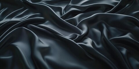 Obraz premium Black silk fabric close-up