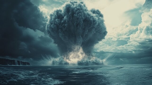 nuclear bomb in the middle of the sea explosion