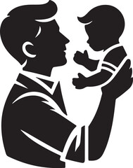 Happy Father's Day Silhouette Vector In White Background 