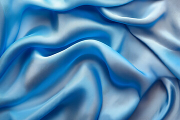 Obraz premium A close up shot of a blue satin fabric