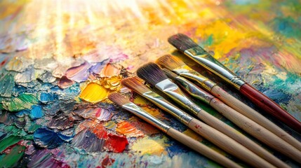 Fototapeta premium Colorful Art Tools for Student-Centered Education