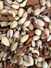Mixed nuts including almonds, pistachio, walnuts and seeds