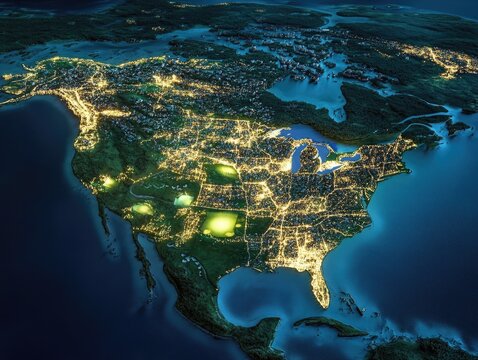 United States Nighttime Satellite View