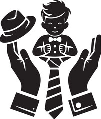 Happy Father's Day Icon Silhouette Vector In White Background 