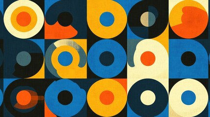 Colorful Geometric Pattern with Circles and Abstract Shapes