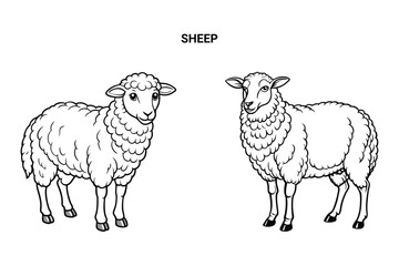 Editable Sheep Isolated Outline Vector Illustration