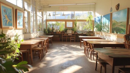 Engaging and Creative Classroom Decor with Bright Lighting