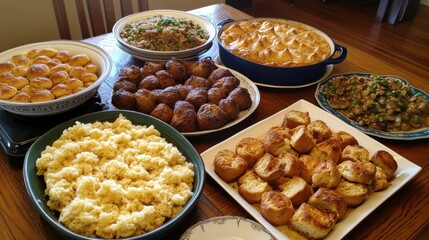 Festive Table Display with Variety of Delicious Homemade Dishes